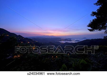 Stock Image - Asia, Taiwan, Taipei, Night view. Fotosearch