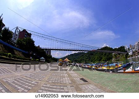 Asia, Taiwan, Taipei, suspension bridge View Large Photo Image Stock Image - Asia, Taiwan, Taipei, suspension bridge. Fotosearch