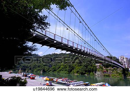 Asia, Taiwan, Taipei, suspension bridge View Large Photo Image Stock Photograph - Asia, Taiwan, Taipei, suspension bridge. Fotosearch
