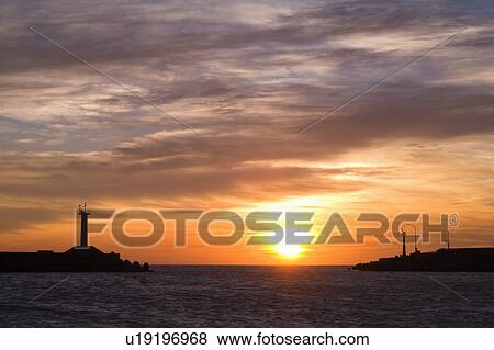 Stock Photo - Taiwan, Sea at sunset. Fotosearch