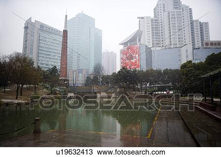 China, Shanghai, city scene on rainy day View Large Photo Image Stock Image - China, Shanghai, city scene on rainy day. Fotosearch