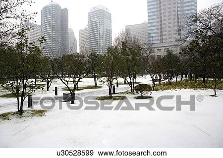 China, Shanghai, city scene with snow View Large Photo Image Stock Photo - China, Shanghai, city scene with snow. Fotosearch