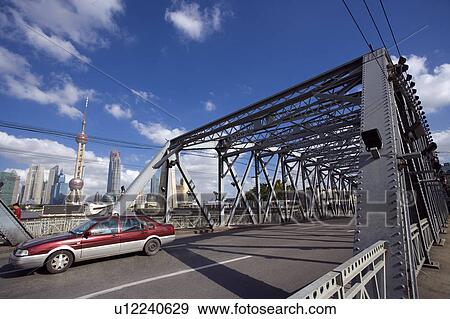China, Shanghai, Garden Bridge with Oriental Pearl Tower View Large Photo Image Stock Photo - China, Shanghai, Garden Bridge with Oriental Pearl Tower. Fotosearch