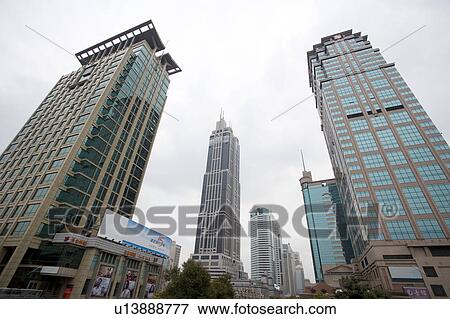 China, Shanghai, Huaihai Middle Road, Skyscrapers View Large Photo Image Stock Photo - China, Shanghai, Huaihai Middle Road, Skyscrapers. Fotosearch