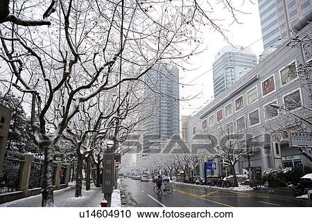 Stock Image - China, Shanghai, snow. Fotosearch