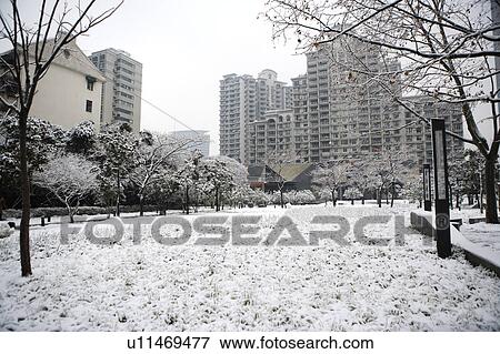 China, Shanghai, snow view View Large Photo Image Stock Photo - China, Shanghai, snow view. Fotosearch