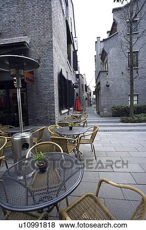 China, Shanghai, Xintiandi, Sidewalk Cafe View Large Photo Image Stock Photo - China, Shanghai, Xintiandi, Sidewalk Cafe. Fotosearch