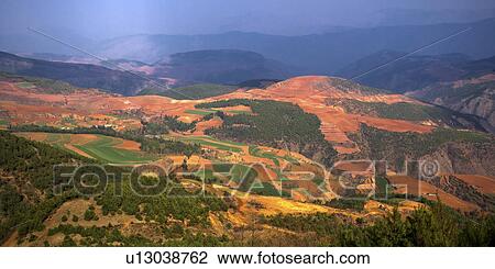 Stock Image - China, Yunnan Province, Dongchuan, Red Land. Fotosearch