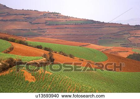 China, Yunnan Province, Dongchuan, Red Land View Large Photo Image Stock Image - China, Yunnan Province, Dongchuan, Red Land. Fotosearch
