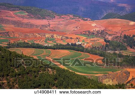 Stock Image - China, Yunnan Province, Dongchuan, Red Land. Fotosearch