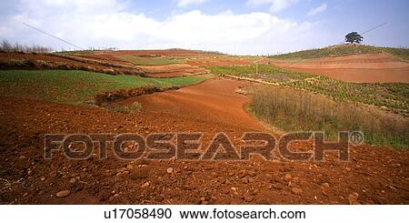 Stock Image - China, Yunnan Province, Dongchuan, Red Land. Fotosearch