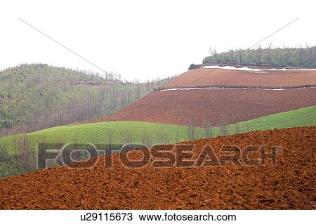 Stock Image - China, Yunnan Province, Dongchuan, Red Land. Fotosearch