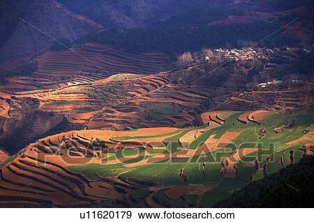 Stock Photo - China, Yunnan Province, Dongchuan, Red Land. Fotosearch