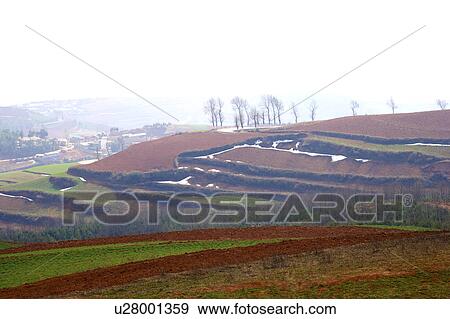 China, Yunnan Province, Dongchuan, Red Land View Large Photo Image Stock Photo - China, Yunnan Province, Dongchuan, Red Land. Fotosearch
