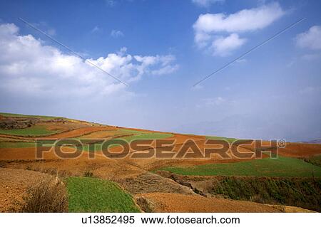 China, Yunnan Province, Dongchuan, Red Land View Large Photo Image Stock Photography - China, Yunnan Province, Dongchuan, Red Land. Fotosearch