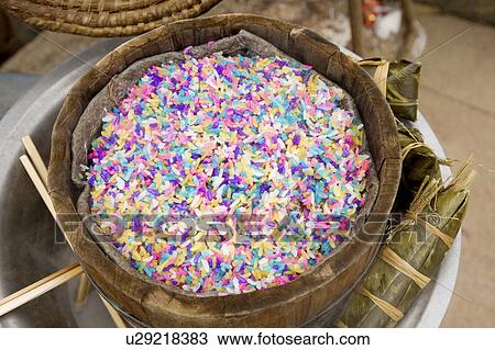 China, Yunnan Province, Luoping County, Bucket with Multi-colored Rice View Large Photo Image Stock Image - China, Yunnan Province, Luoping County, Bucket with Multi-colored Rice. Fotosearch