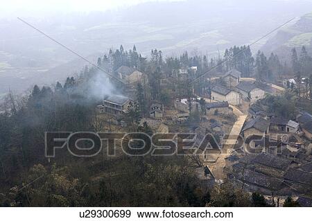 China, Yunnan Province, Village View Large Photo Image Stock Photo - China, Yunnan Province, Village. Fotosearch