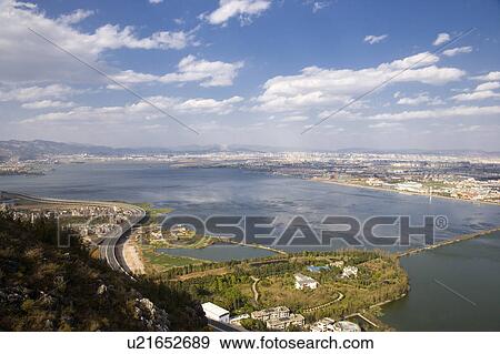 China, Yunnan Province, Kunming, Dianchi Lake View Large Photo Image Stock Photo - China, Yunnan Province, Kunming, Dianchi Lake. Fotosearch