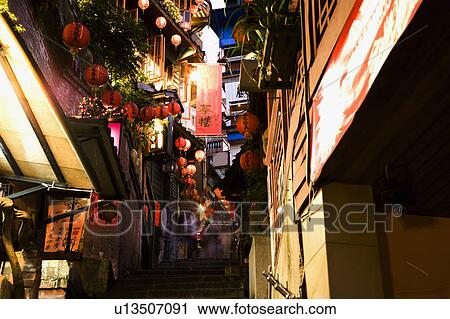 Stock Image - Architecture of Chinese style in Jiu Fen, Rui Fang, Taipei County, Taiwan. Fotosearch