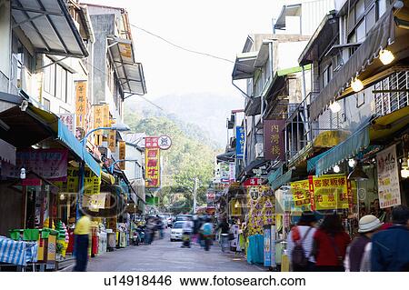 Stock Photograph - Busy street in Neiwan, Hengshan, Hsinchu County, Taiwan. Fotosearch