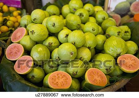 Stock Photo - Close-up of a stack of guavaes. Fotosearch