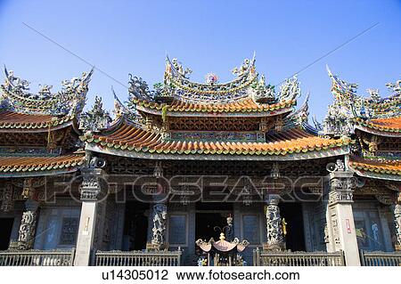 Stock Image - Facade of famous temple in Sanxia Town, Taipei County, Taiwan. Fotosearch