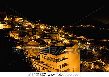 Illuminated residential districts in Jiu Fen, Ruifang, Taipei County, Taiwan View Large Photo Image Stock Photo - Illuminated residential districts in Jiu Fen, Ruifang, Taipei County, Taiwan. Fotosearch