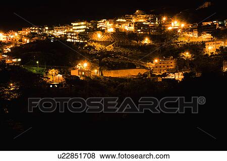 Illuminated residential districts in Jiu Fen, Ruifang, Taipei County, Taiwan View Large Photo Image Stock Photo - Illuminated residential districts in Jiu Fen, Ruifang, Taipei County, Taiwan. Fotosearch