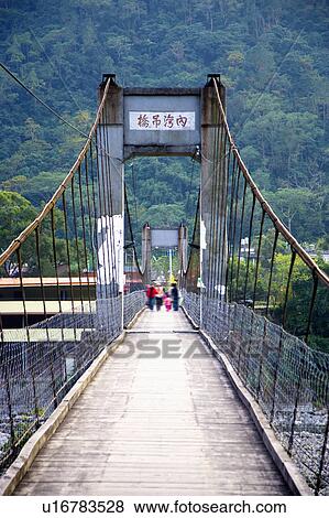 Stock Photo - Suspension bridge in Neiwan, Hengshan, Hsinchu County, Taiwan. Fotosearch