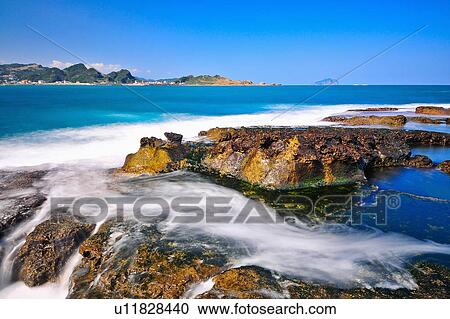 Stock Image - "Beautiful scenery of Taiwan coastline, Taipei, North Coastline, ". Fotosearch