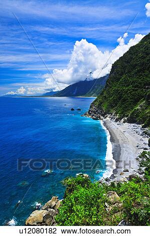 Stock Image - "Beautiful scenery of Taiwan Coastline, Hualien, Cingshuei Cliff, ". Fotosearch