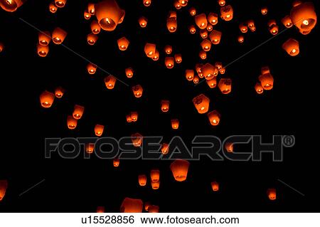 Stock Photograph - "Taiwan, Taipei, Pingsi, Shifen, Pingsi Lantern Festival, Lantern, ". Fotosearch