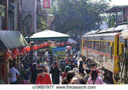 "Taiwan, Taipei, Pingsi, Shifen, Train, " View Large Photo Image Stock Photo - "Taiwan, Taipei, Pingsi, Shifen, Train, ". Fotosearch