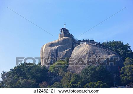 Stock Image - "Asia, China, Fujian, Xiamen, Gulangyu, Sunlight Rock". Fotosearch