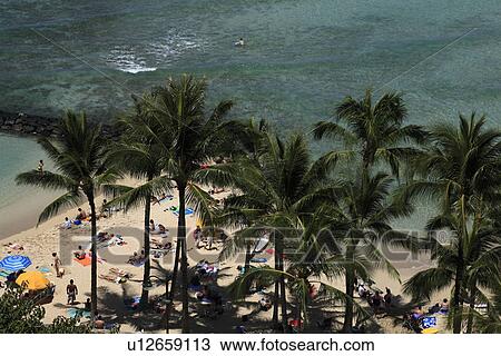 Stock Image - "Beach Resort, Honolulu, Hawaii, U. S. A. ". Fotosearch