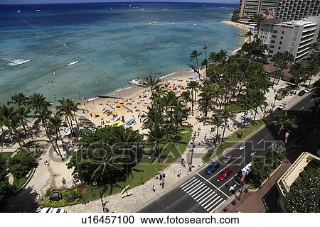 Stock Image - "Beach Resort, Honolulu, Hawaii, U. S. A. ". Fotosearch