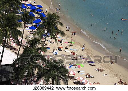 Stock Image - "Beach Resort, Honolulu, Hawaii, U. S. A. ". Fotosearch