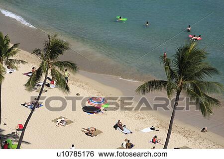 Stock Photograph - "Beach Resort, Honolulu, Hawaii, U. S. A. ". Fotosearch