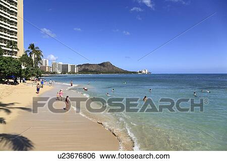 Stock Photograph - "Beach Resort, Honolulu, Hawaii, U. S. A. ". Fotosearch