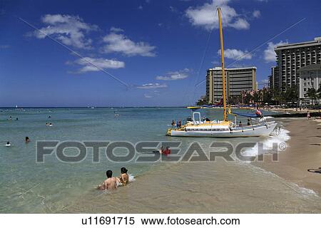 Stock Photography - "Beach Resort, Honolulu, Hawaii, U. S. A. ". Fotosearch