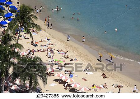 Stock Photography - "Beach Resort, Honolulu, Hawaii, U. S. A. ". Fotosearch