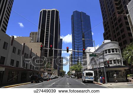 "Downtown of Waikiki, Honolulu, Hawaii, U. S. A. " View Large Photo Image Stock Photo - "Downtown of Waikiki, Honolulu, Hawaii, U. S. A. ". Fotosearch