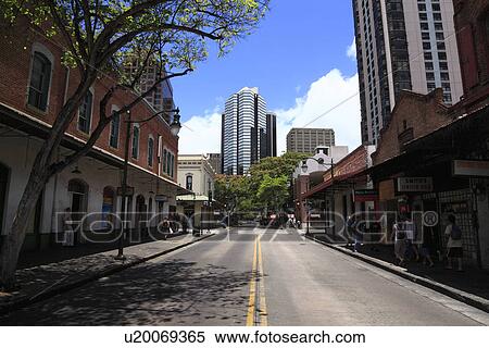 "Downtown of Waikiki, Honolulu, Hawaii, U. S. A. " View Large Photo Image Stock Photography - "Downtown of Waikiki, Honolulu, Hawaii, U. S. A. ". Fotosearch
