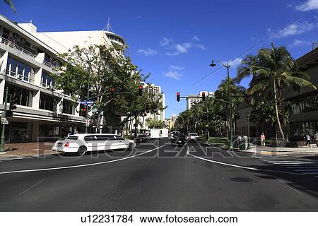 Picture - "Kalakaua Avenue, Honolulu, Hawaii, U. S. A. ". Fotosearch
