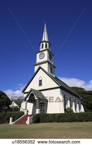 Stock Image - "Church And Blue Sky, Maui, Hawaii, U. S. A. ". Fotosearch