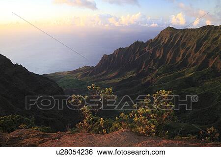 Stock Photograph - "Evening Glow In Napali Coast, Kauai, Hawaii, U. S. A. ". Fotosearch