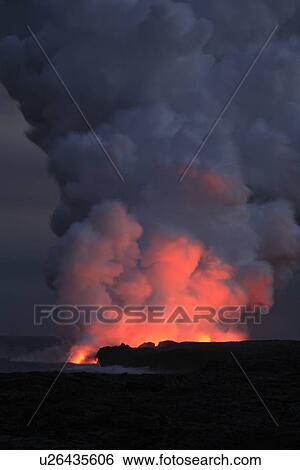 "Lava And Smoke, Hawaii, U. S. A. " View Large Photo Image Stock Photograph - "Lava And Smoke, Hawaii, U. S. A. ". Fotosearch