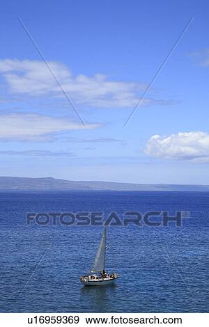 Stock Photo - "Sailboat On The Ocean, Maui, Hawaii, U. S. A. ". Fotosearch