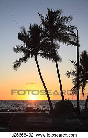 Stock Image - "Sunset At Kawaihae Harbor, Hawaii, U. S. A. ". Fotosearch