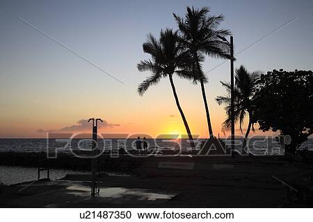 Stock Image - "Sunset At Kohala Coast, Hawaii, U. S. A. ". Fotosearch